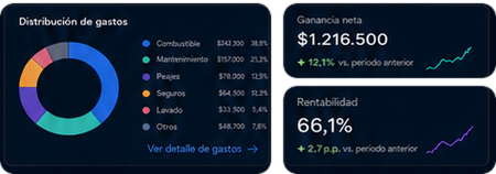 Graficos de distribucion de gastos, ganancia neta y rentabilidad